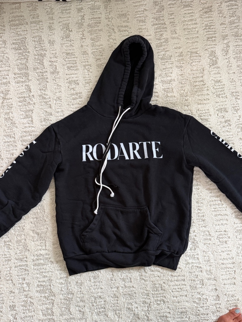 Rodarte Black Crewneck Hoodie with White Logo